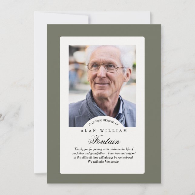 Eterner Speicher-Beileid-Foto dank Karte (Vorderseite)