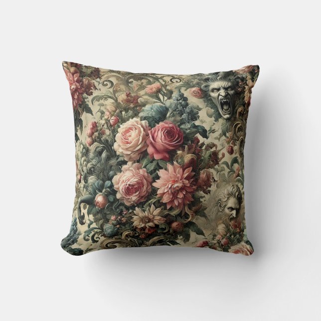 Eternität oft genug - gotisches Blumendesign Kissen (Vorderseite)