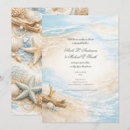 Eterntal Tides Coastal Watercolor Beach Wedding Einladung