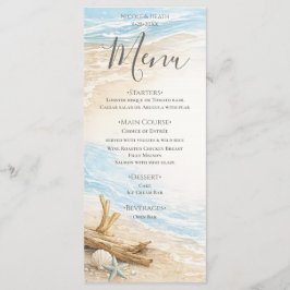 Eterntal Tides Coastal Watercolor Beach Wedding Menükarte