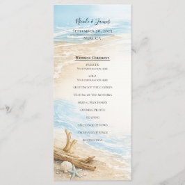 Eterntal Tides Coastal Watercolor Beach Wedding Menükarte
