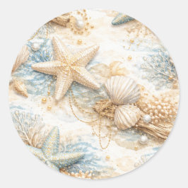 Eterntal Tides Coastal Watercolor Beach Wedding Runder Aufkleber