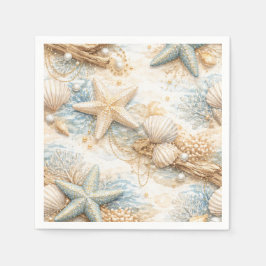 Eterntal Tides Coastal Watercolor Beach Wedding Serviette