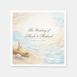Eterntal Tides Coastal Watercolor Beach Wedding Serviette