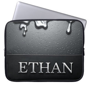Ethan Chrome Namensschild mit flüssigen Metalltrop Laptopschutzhülle