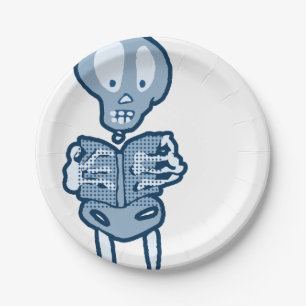 Ethan-Literaturskelett mit Buch Pappteller