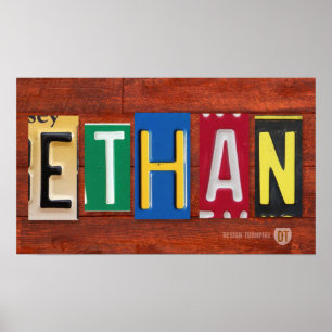 ETHAN-Lizenzplakette Name Eigenes Zeichen Poster