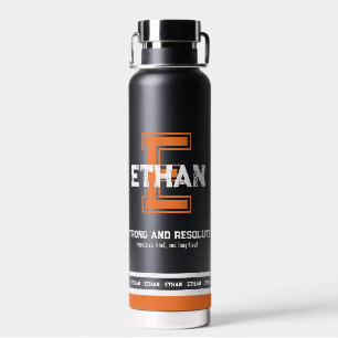 Ethan-Name bedeutet Sport-Monogramm-Orange Trinkflasche