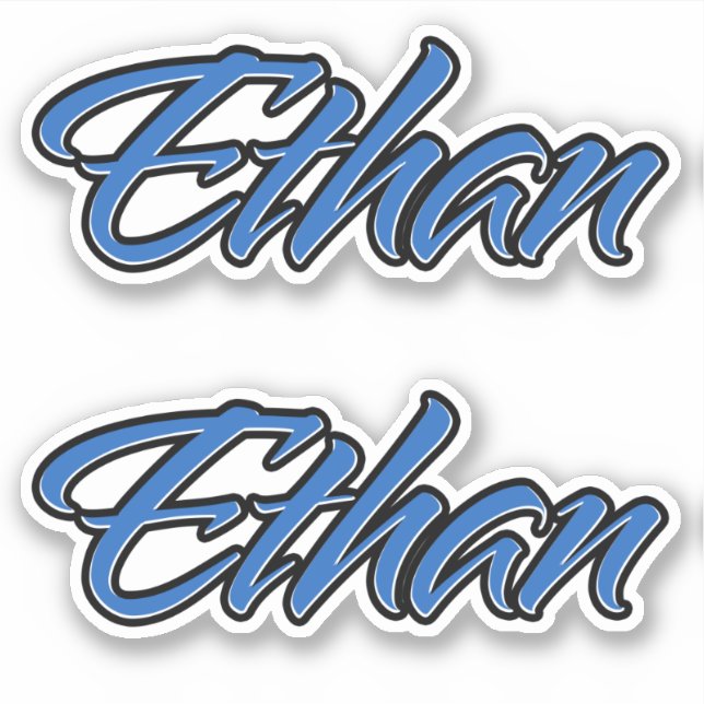 Ethan Name blue Aufkleber Sticker Stickerset (Vorderseite)