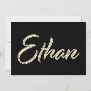 Ethan Name white gold Handwriting Karte