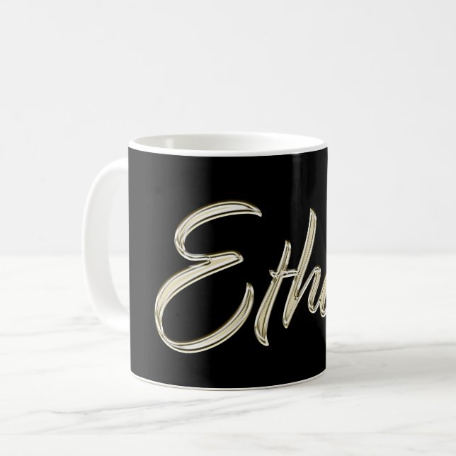Ethan Name whitegold Tasse Teetasse Kaffeetasse (Vorderseite Links)