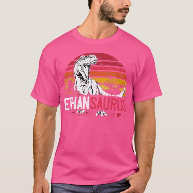Ethan Saurus Funny Personalisiert Dinosaur T Rex N T-Shirt (Vorderseite)
