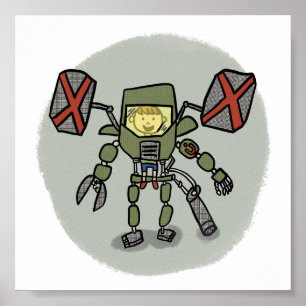 Ethan's Mech Comicbook Style Print Poster