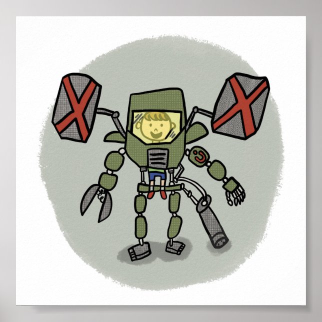 Ethan's Mech Comicbook Style Print Poster (Vorne)