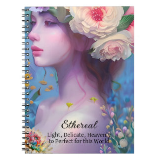Ethereal Angela Frau mit Blume in ihrer Haare Notizblock