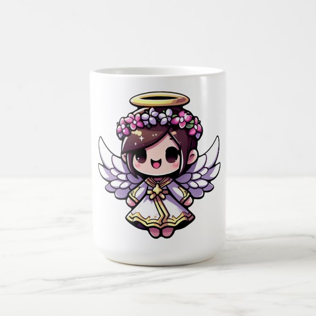 Ethereal Angelic Chibi - Engel, Halo, Blume Kaffeetasse (Mittel)