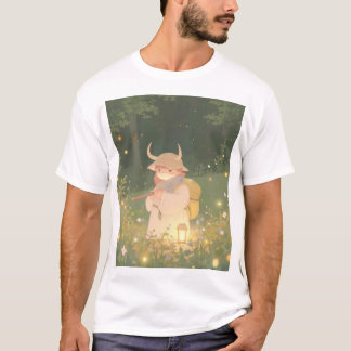 Ethereal Anime Girl mit Hörnern auf Whimsical Mead T-Shirt