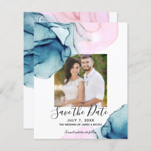 Ethereal Aquamarin rosa Elegant Save the Date Inky