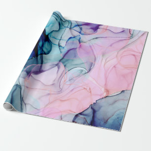 Ethereal Aquamarin & rosa Inky Glamour Geburtstags Geschenkpapier