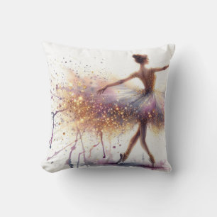 Ethereal Ballerina in Lavender and Gold Watercolor Kissen