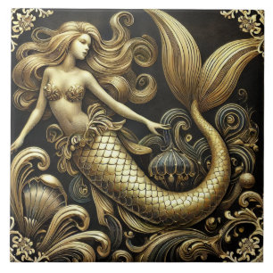 Ethereal Baroque Golden Mermaid Fliese