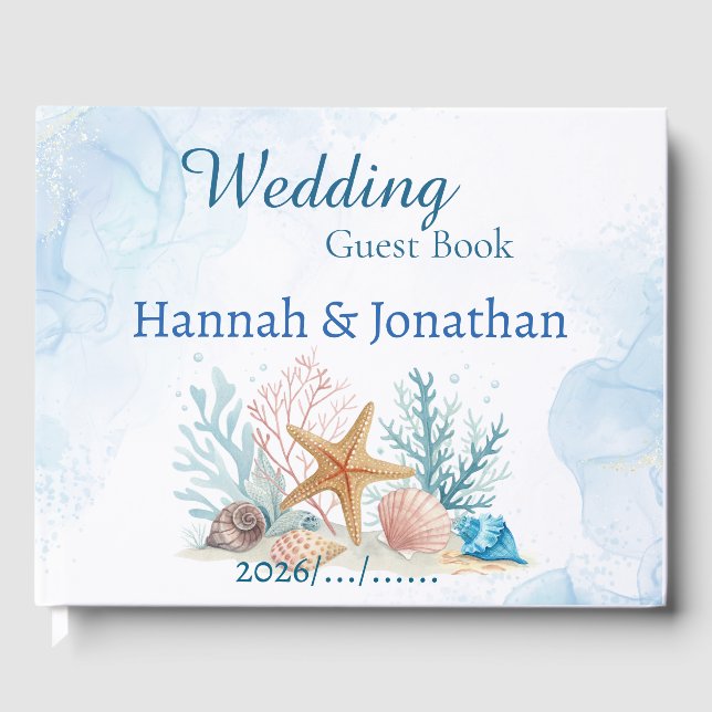 Ethereal Beach Starfish & Sand Dollar Wedding  Gästebuch (Vorderseite)
