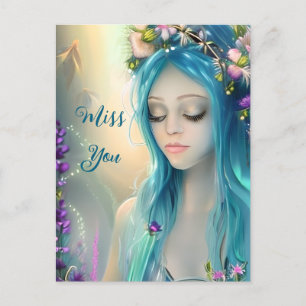 Ethereal   Beautiful Blue Fairy Postkarte
