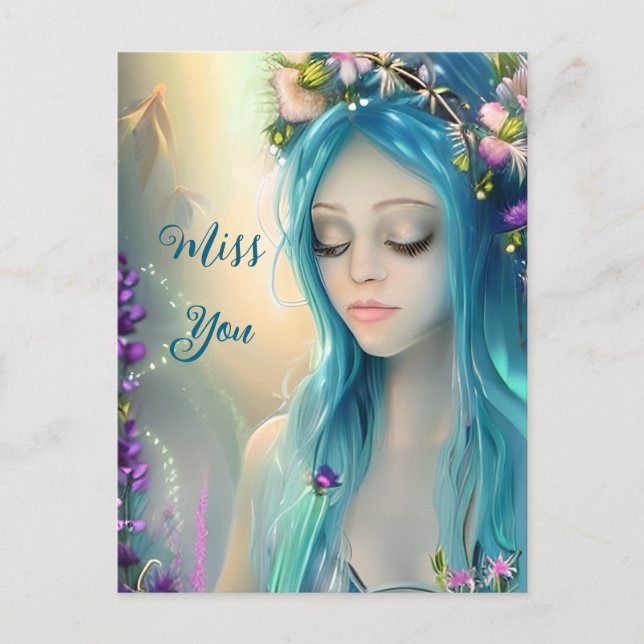 Ethereal | Beautiful Blue Fairy Postkarte (Vorderseite)