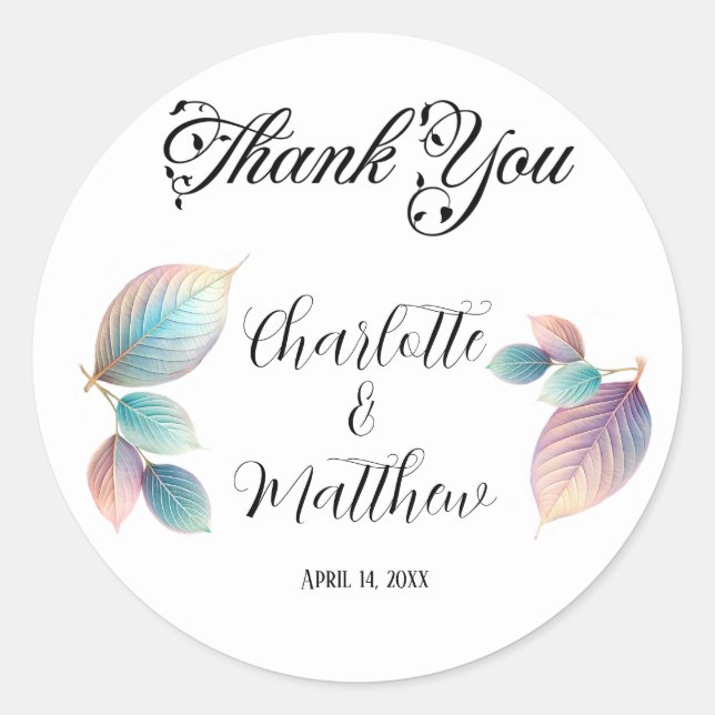 Ethereal Beauty Soft Tone Whimsical Pastel Blätter Runder Aufkleber (Vorderseite)