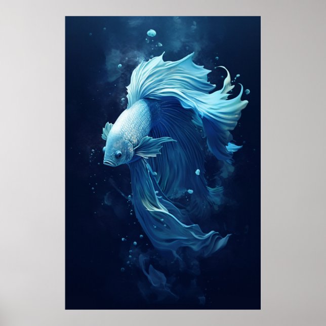 Ethereal Betta Fische Schwimmen Poster (Vorne)