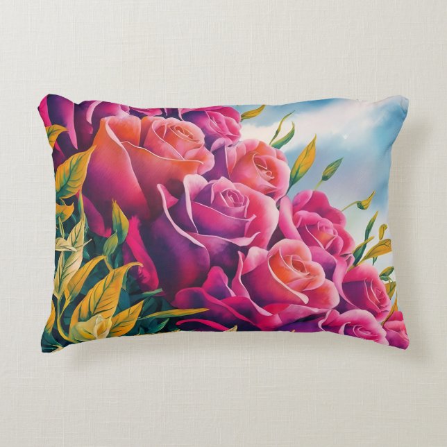 Ethereal Bloom: Abstrakte Rose Dekokissen (Vorderseite)