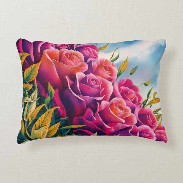 Ethereal Bloom: Abstrakte Rose Dekokissen (Vorderseite)
