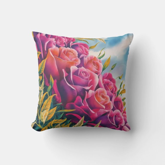 Ethereal Bloom: Abstrakte Rose Kissen (Vorderseite)