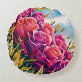 Ethereal Bloom: Abstrakte Rose Rundes Kissen