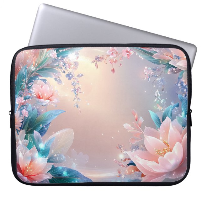Ethereal Bloom: Eine traumhafte Fantasie der Blume Laptopschutzhülle (Vorderseite)