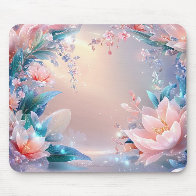 Ethereal Bloom: Eine traumhafte Fantasie der Blume Mousepad (Vorne)