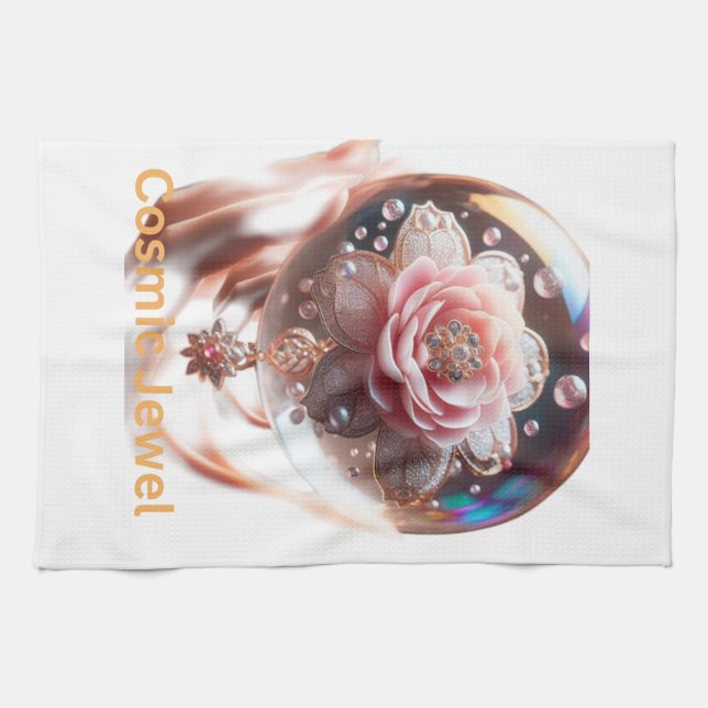 Ethereal Blossom: Juwel der Verzauberung Geschirrtuch (Horizontal)