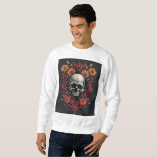 "Ethereal Blossoms: Ein Totenschädel zwischen Blum Sweatshirt