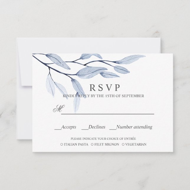 Ethereal Blue | AUSWAHL DER RSVP - MAHLZEITEN (Vorderseite)