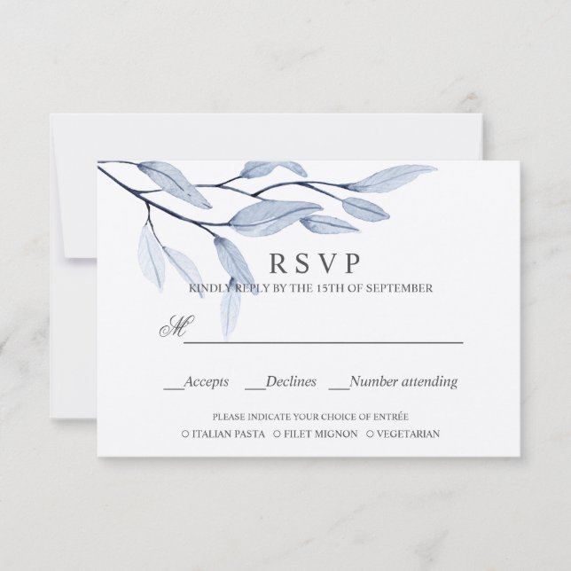 Ethereal Blue | AUSWAHL DER RSVP - MAHLZEITEN (Vorderseite)
