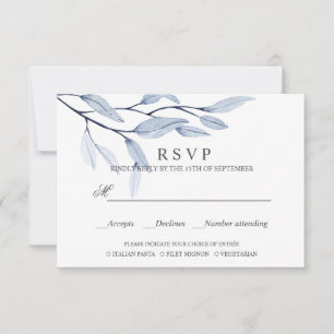 Ethereal Blue AUSWAHL DER RSVP - MAHLZEITEN Karte