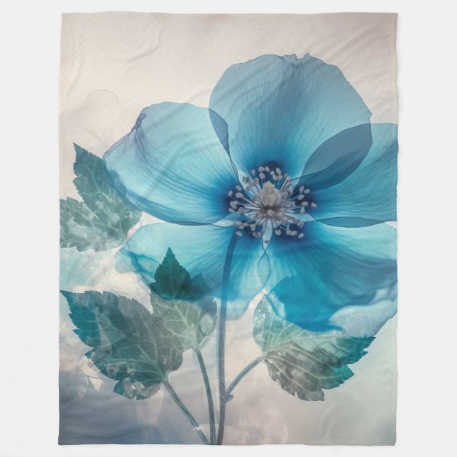 Ethereal Blue Blossom Fleecedecke (Vorderseite)
