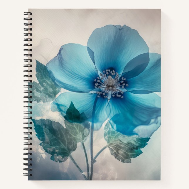 Ethereal Blue Blossom Notizbuch (Vorderseite)