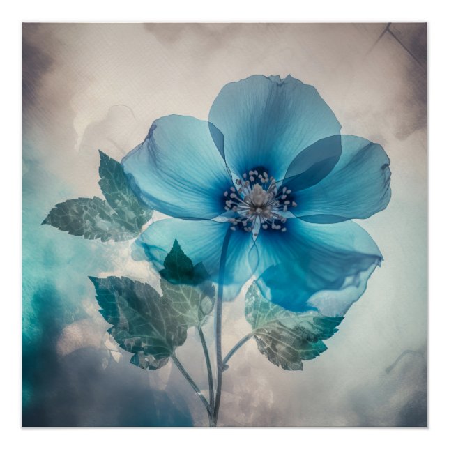 Ethereal Blue Blossom Poster (Vorderseite)
