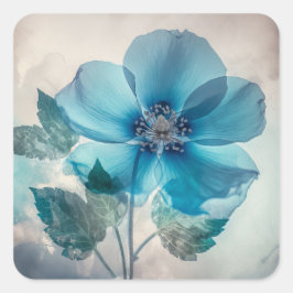 Ethereal Blue Blossom Quadratischer Aufkleber