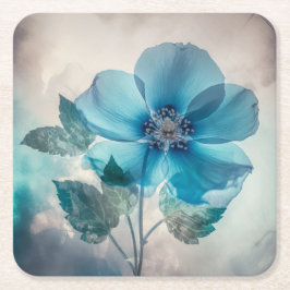 Ethereal Blue Blossom Rechteckiger Pappuntersetzer