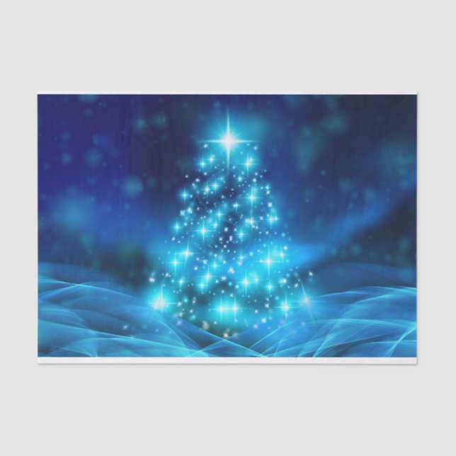 Ethereal Blue Christmas Tree Tissue Paper Seidenpapier (Vorderseite)