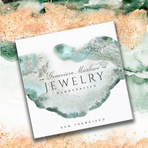 Ethereal Blue Green Agate Jewelier Designer Quadratische Visitenkarte