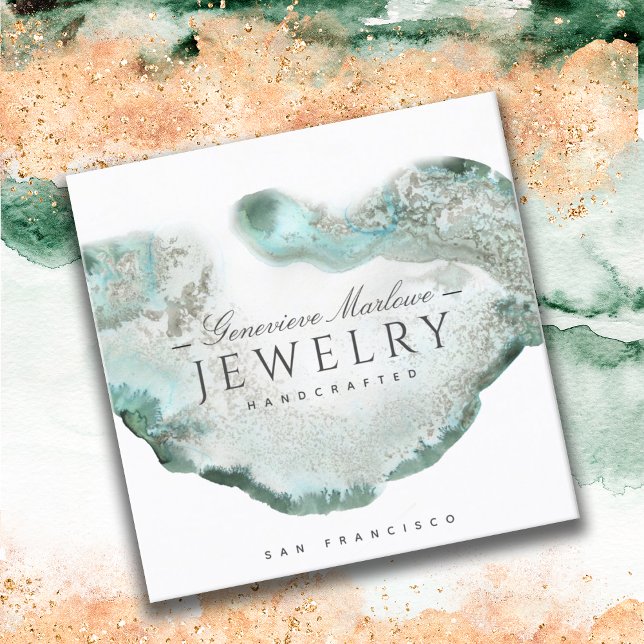 Ethereal Blue Green Agate Jewelier Designer Quadratische Visitenkarte (Von Creator hochgeladen)
