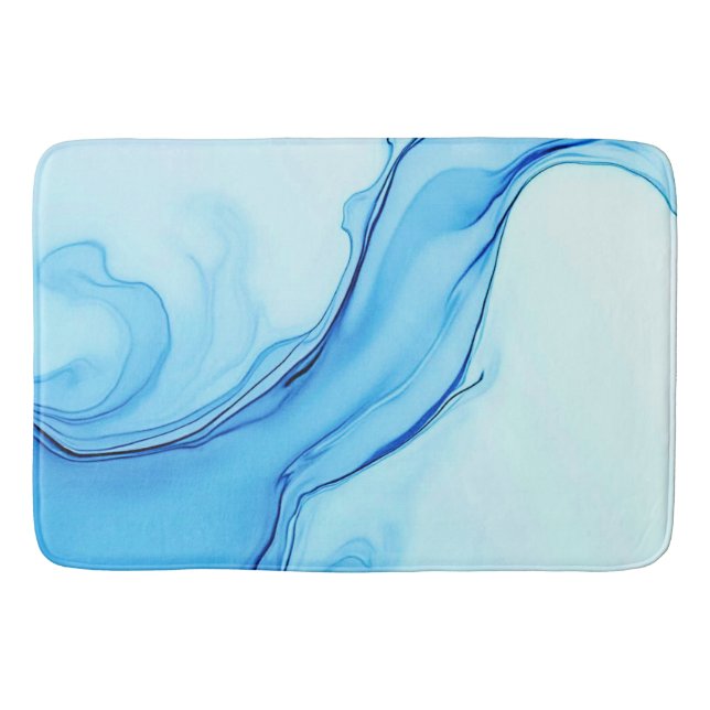 Ethereal Blue Liquid Art Wirbel Badematte (Vorderseite)